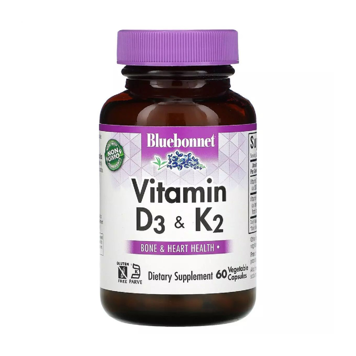 Вітаміни Д3 і K2 Bluebonnet Nutrition Vitamin D3 &amp; K2, 60 капсул